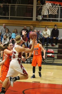 Sophomore Stormee Van Belle extends for a layup against Snow College last Saturday.